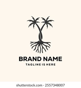 Palm tree nature logo icon vector illustration template design.