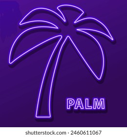 palm tree neon sign, modern glowing banner design, colorful modern design trend. Vector illustration.