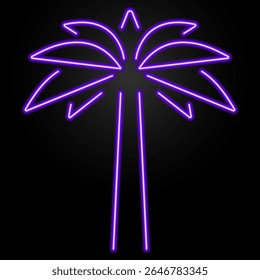 sinal de néon palm tree, design de banner brilho moderno, tendência de design moderno colorido no fundo preto. Ilustração vetorial.	