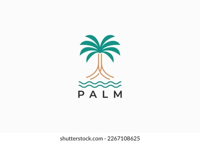 Palm Tree Oasis Desert Arabian Natural Nature Abstract Sign Symbol Logo Template Hotel, Resort, Restaurant, Travel Business