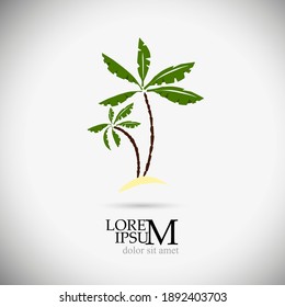 Palm tree object. Vector illustration . Logo palm.