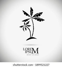 Palm tree object. Vector illustration. Logo palm.