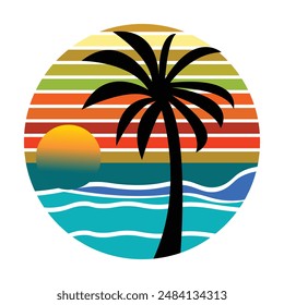 palm tree on the beach at sunset vector file