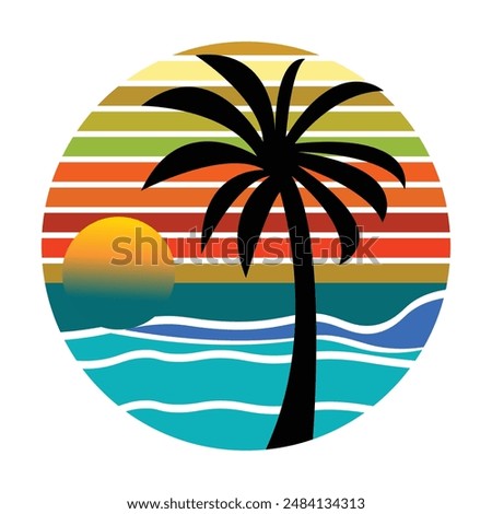 palm tree on the beach at sunset vector file