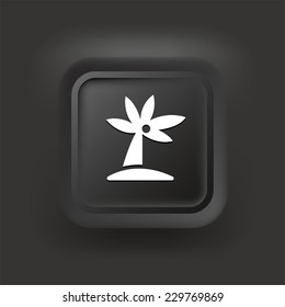 Palm Tree on Black Bevel Square Button