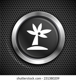 Palm Tree on Black Round Button