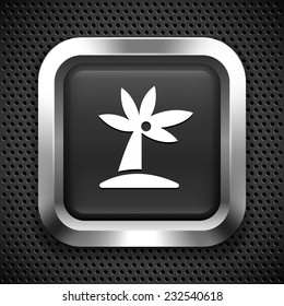 Palm Tree on Black Square Button