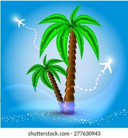 Palm tree on a blue background