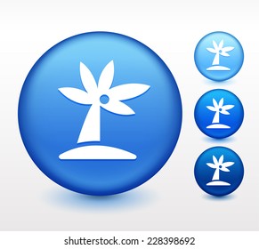 Palm Tree on Blue Round Button