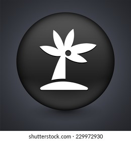 Palm Tree on Blue Square Button