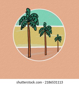 Palm tree on the circle,simple logo