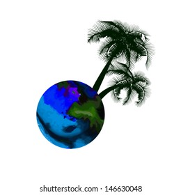 palm tree on the globe