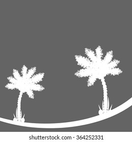 Palm tree on gray background. Vector illustration.