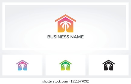 Palm Tree On A House Logo