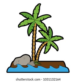 Palm tree on island