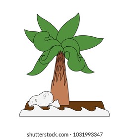 Palm tree on island