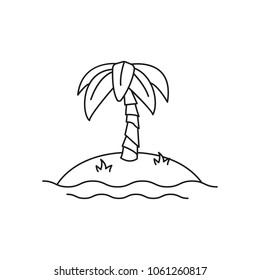 Palm tree on island icon. Outline palm tree on island vector icon for web design isolated on white background