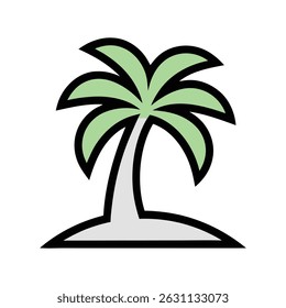 Palm Tree on an Island Icon with White Background 