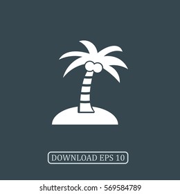 Palm tree on an island icon vector