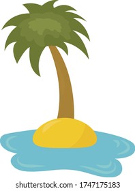 Palm tree on island , illustration, vector on white background