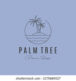 árbol de palma en la línea de la isla diseño de símbolo vectorial
