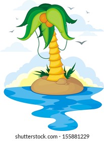 palm tree on an island in the ocean