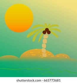 Palm tree on an island in the ocean