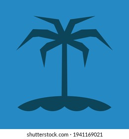 Palmenbaum auf der Insel, einfaches, flaches Vektorgrafik-Design