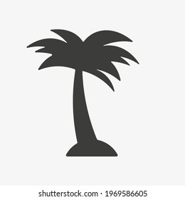 Árbol de palma en el icono del vector de la isla aislado en fondo blanco. Entorno tropical, exótico. Símbolo de vacaciones de verano.