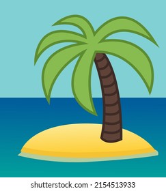 palm tree on the island, vector Illustration