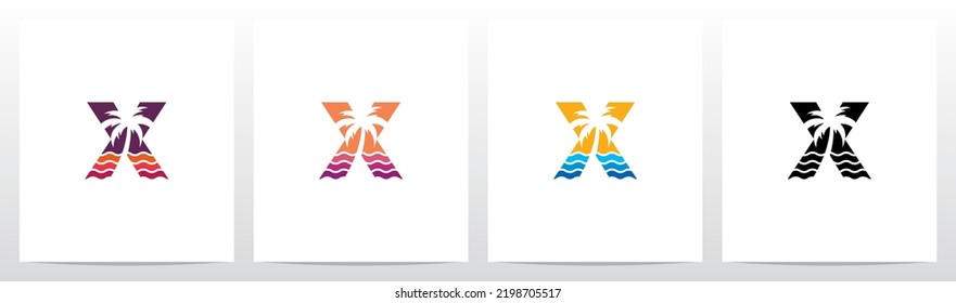 Palm Tree On Letter Logo Design X