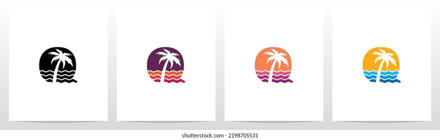 Palm Tree On Letter Logo Design Q