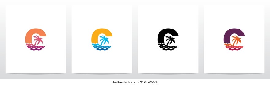 Palm Tree On Letter Logo Design C