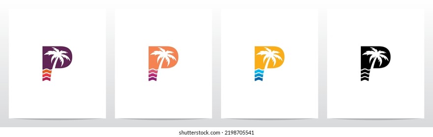 Palm Tree On Letter Logo Design P