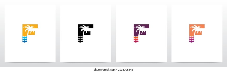 Palm Tree On Letter Logo Design F