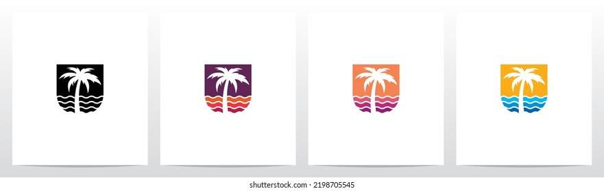 Palm Tree On Letter Logo Design U