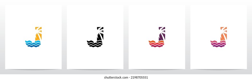 Palm Tree On Letter Logo Design J