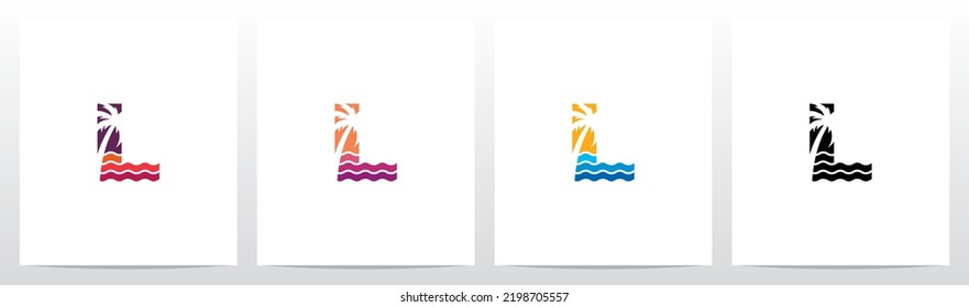 Palm Tree On Letter Logo Design L