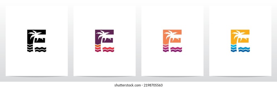 Palm Tree On Letter Logo Design E