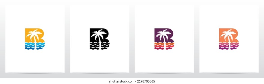 Diseño B De Logotipo De Árbol De Palma En Letra