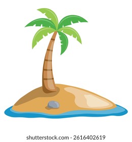 A palm tree on a little island, isolated on white background. Eps file available