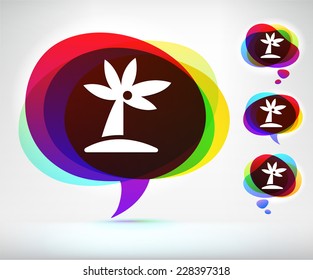Palm Tree on Multi Color Speech Bubble