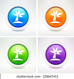 Palm Tree on Multi Color Round Buttons