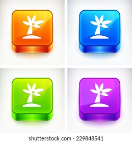 Palm Tree on Multi Color Square Buttons