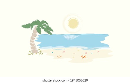 Palm tree on paradise beach, minimal