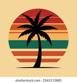 palm tree on retro vintage background Abstract background with a palm tree Silhouettes of palm trees