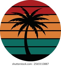 palm tree on retro vintage background Abstract background with a palm tree Silhouettes of palm trees