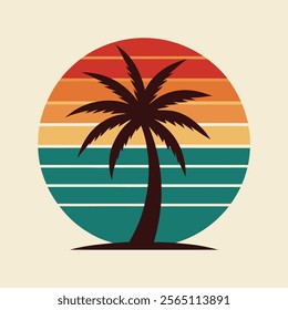 palm tree on retro vintage background Abstract background with a palm tree Silhouettes of palm trees