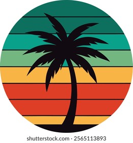 palm tree on retro vintage background Abstract background with a palm tree Silhouettes of palm trees