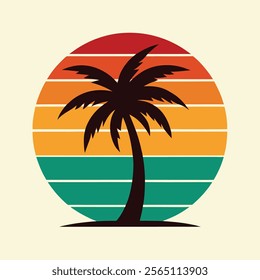 palm tree on retro vintage background Abstract background with a palm tree Silhouettes of palm trees